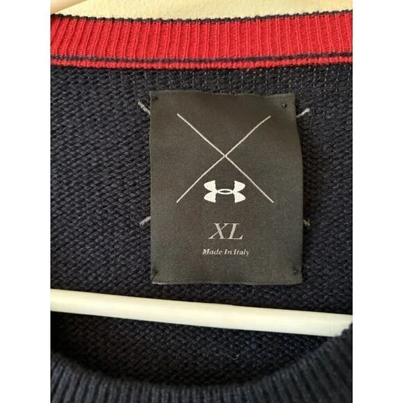 NWT Under Armour Mens Size XL Blue Cashmere Silk Blend Pullover Sweater